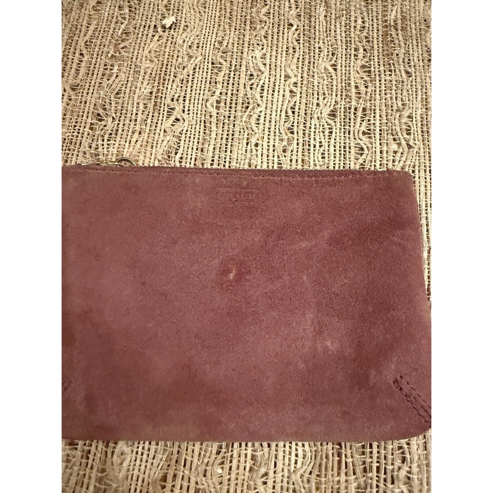 VGC COACH Women's Dark Pink Mauve Suede Leather Wristlet Clutch Coin Purse - Picture 5 of 9